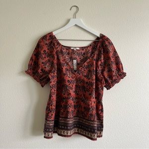 NWT Madewell Puff Sleeve Faux Wrap Top, Medium